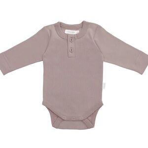 Long Sleeve Mauve Henley Bodysuit Baby Girls Onesie